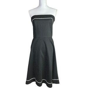 White House Black Market Strapless‎ 50's Retro Polka Dot Dress Party Cocktail 8